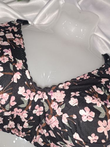 "سوتین لعیا کتان نخی صورتی و مشکی: